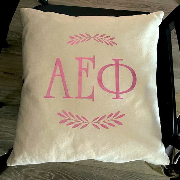 AEPhi Alpha Epsilon Phi Letters Foil Pillow 
Sorority college dorm room decor - Picture 1 of 5